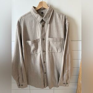 Men's Tan Flannel Button-Up